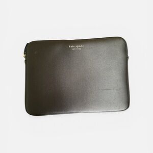 kate spade Black Leather Zipper Pouch with Gold Hardware
